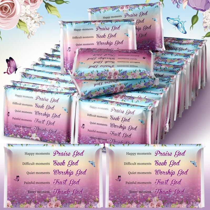 Sinmoe 60 Pack Pocket Tissues Travel Packs Christian Travel Tissues 3 Ply Pocket Size for Guests Mini Wallet Facial Napkin for Breast Cancer Wedding Xmas GraduationButterfly - Image 1